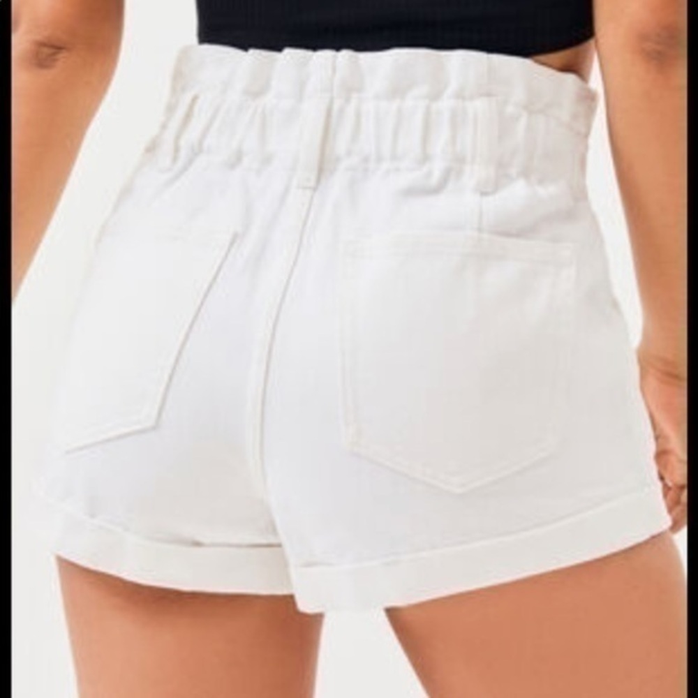 PacSun high rise cut off white shorts